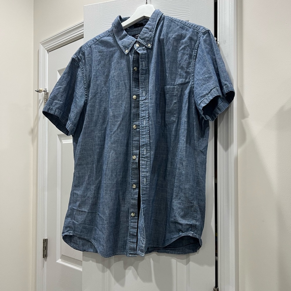 J Crew Denim Chambray Slim Fit Shirt
